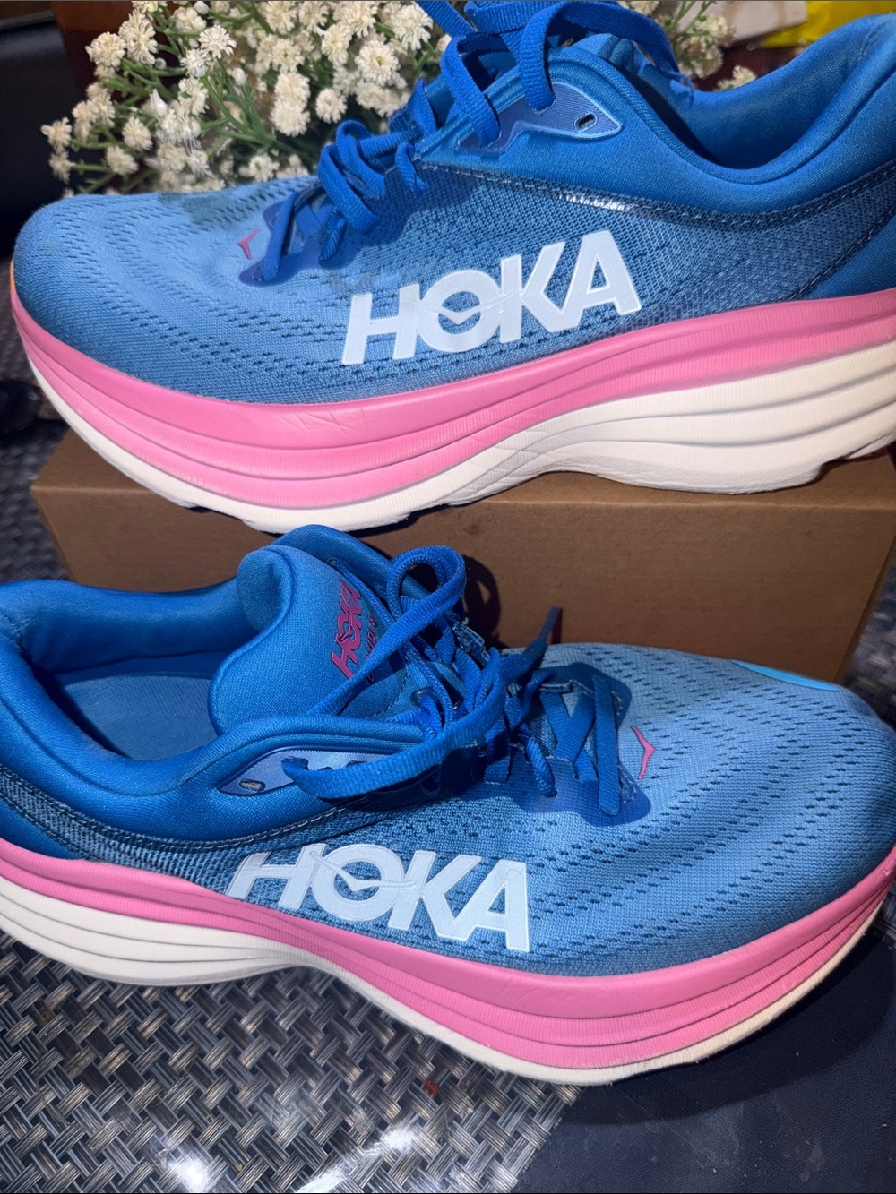 Hoka Women's Blue and Pink Performance Running Shoes